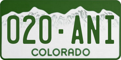 CO license plate 020ANI