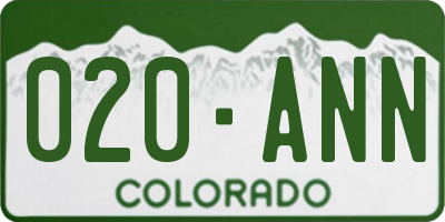 CO license plate 020ANN