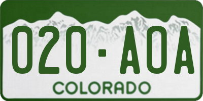 CO license plate 020AOA