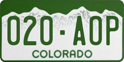 CO license plate 020AOP