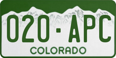 CO license plate 020APC