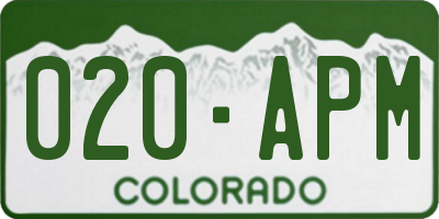 CO license plate 020APM