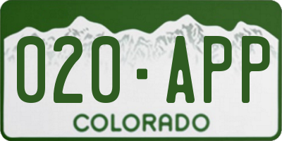 CO license plate 020APP