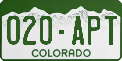 CO license plate 020APT