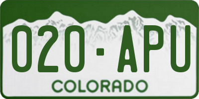 CO license plate 020APU
