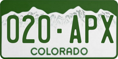 CO license plate 020APX