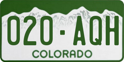 CO license plate 020AQH