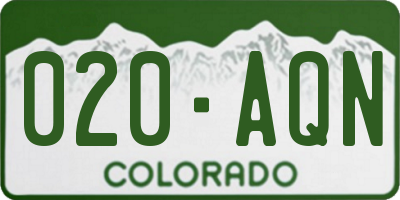 CO license plate 020AQN