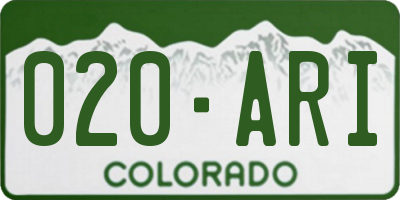 CO license plate 020ARI