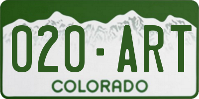 CO license plate 020ART