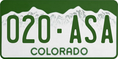 CO license plate 020ASA