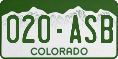 CO license plate 020ASB
