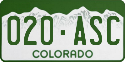 CO license plate 020ASC