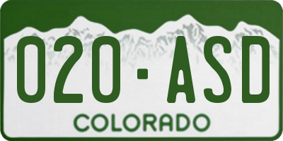 CO license plate 020ASD