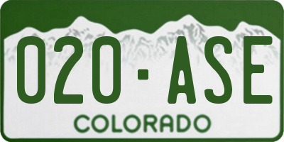 CO license plate 020ASE