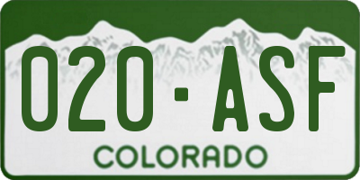 CO license plate 020ASF