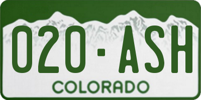 CO license plate 020ASH