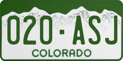 CO license plate 020ASJ
