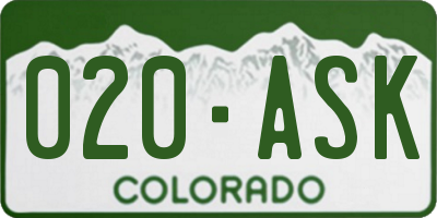 CO license plate 020ASK