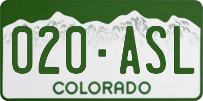 CO license plate 020ASL