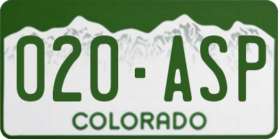 CO license plate 020ASP