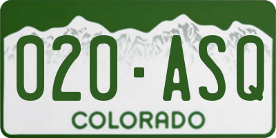 CO license plate 020ASQ