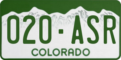 CO license plate 020ASR