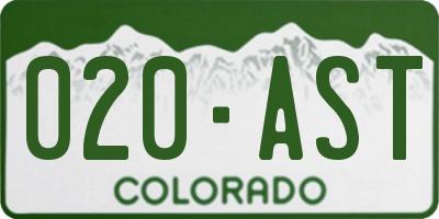 CO license plate 020AST