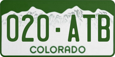 CO license plate 020ATB