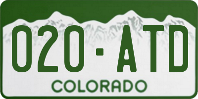 CO license plate 020ATD