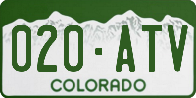 CO license plate 020ATV