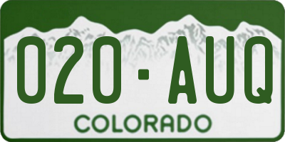 CO license plate 020AUQ