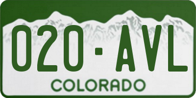 CO license plate 020AVL