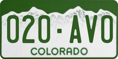 CO license plate 020AVO