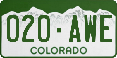 CO license plate 020AWE