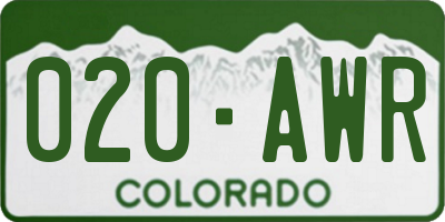 CO license plate 020AWR