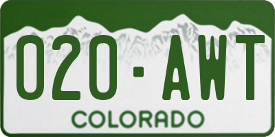 CO license plate 020AWT
