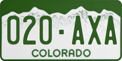 CO license plate 020AXA