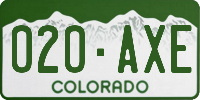 CO license plate 020AXE