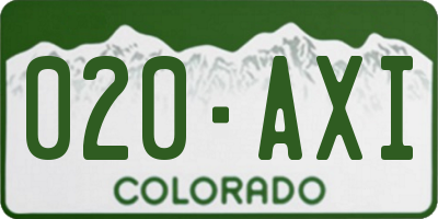 CO license plate 020AXI