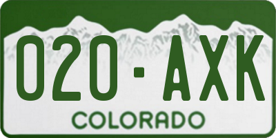 CO license plate 020AXK