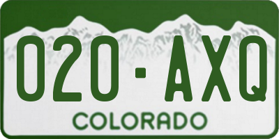CO license plate 020AXQ