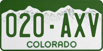 CO license plate 020AXV