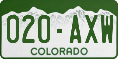 CO license plate 020AXW