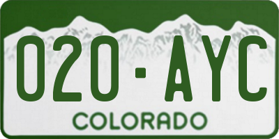 CO license plate 020AYC