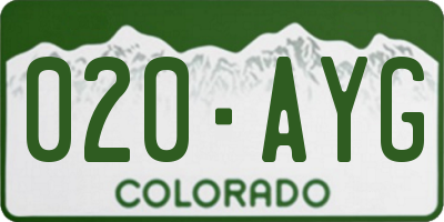CO license plate 020AYG