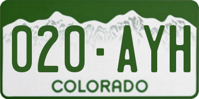 CO license plate 020AYH