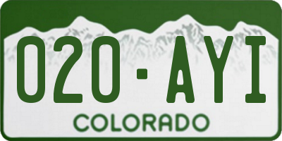 CO license plate 020AYI
