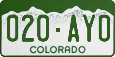 CO license plate 020AYO