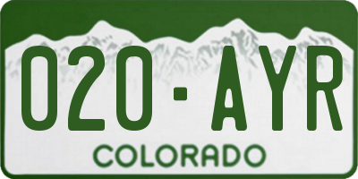 CO license plate 020AYR